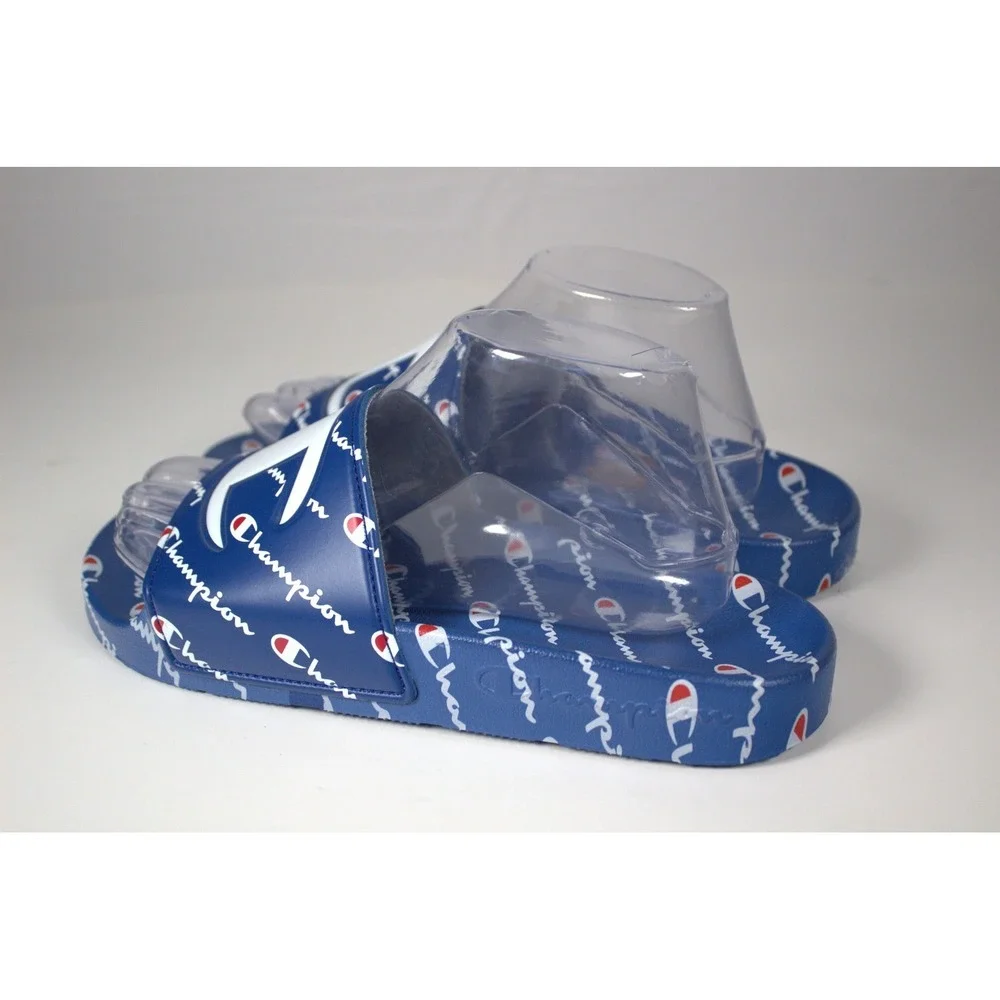 Champion IPO Repeat Mens US 8 M Slide Sandals Royal Blue White Slip On Casual